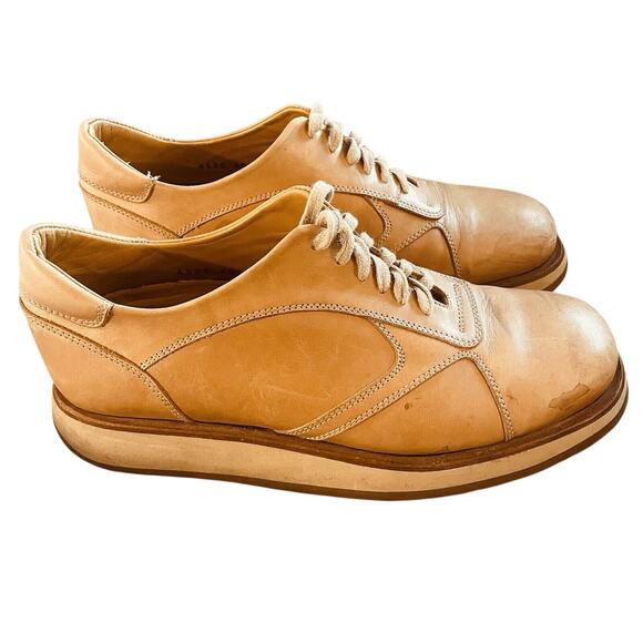 🍒 Y2K Leather Platform Sneakers Shoes Balthazar Paris Preppy‎ Tan Size EU 40 - Picture 3 of 11